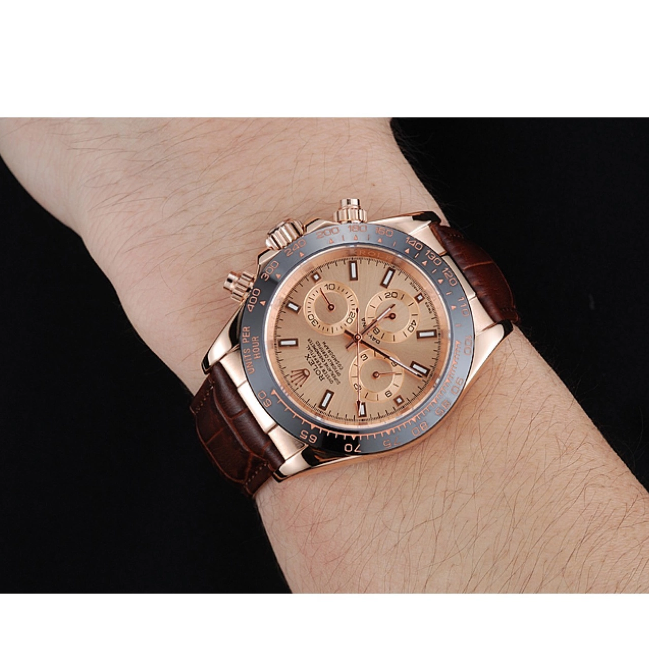 Best AAA Replica Sites Brown Brown Gold Dial 1454243 Bracelet Rose Cosmograph Rolex Daytona Leather Case 0520